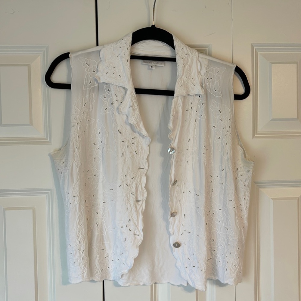 ULUWATU HANDMADE LACE WHITE COLLARED BLOUSE